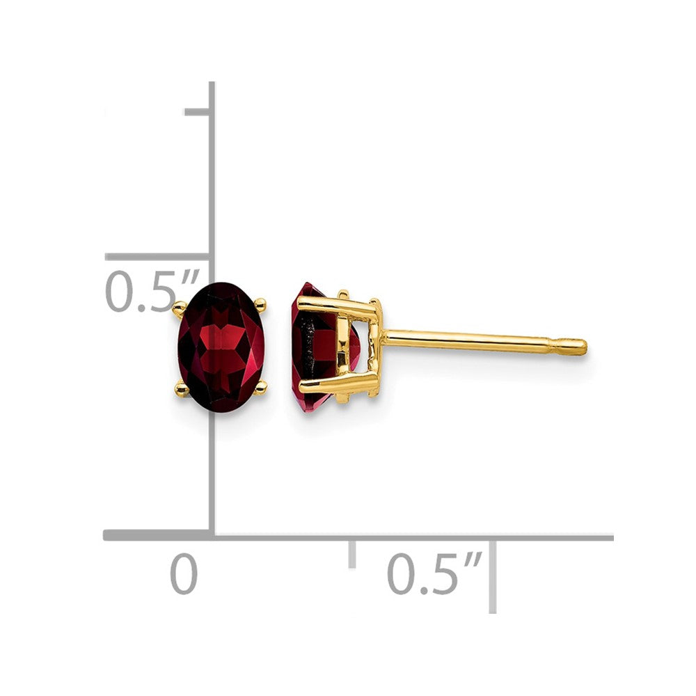14k 6x4mm Oval Garnet Post Earrings