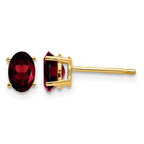 14k 6x4mm Oval Garnet Post Earrings