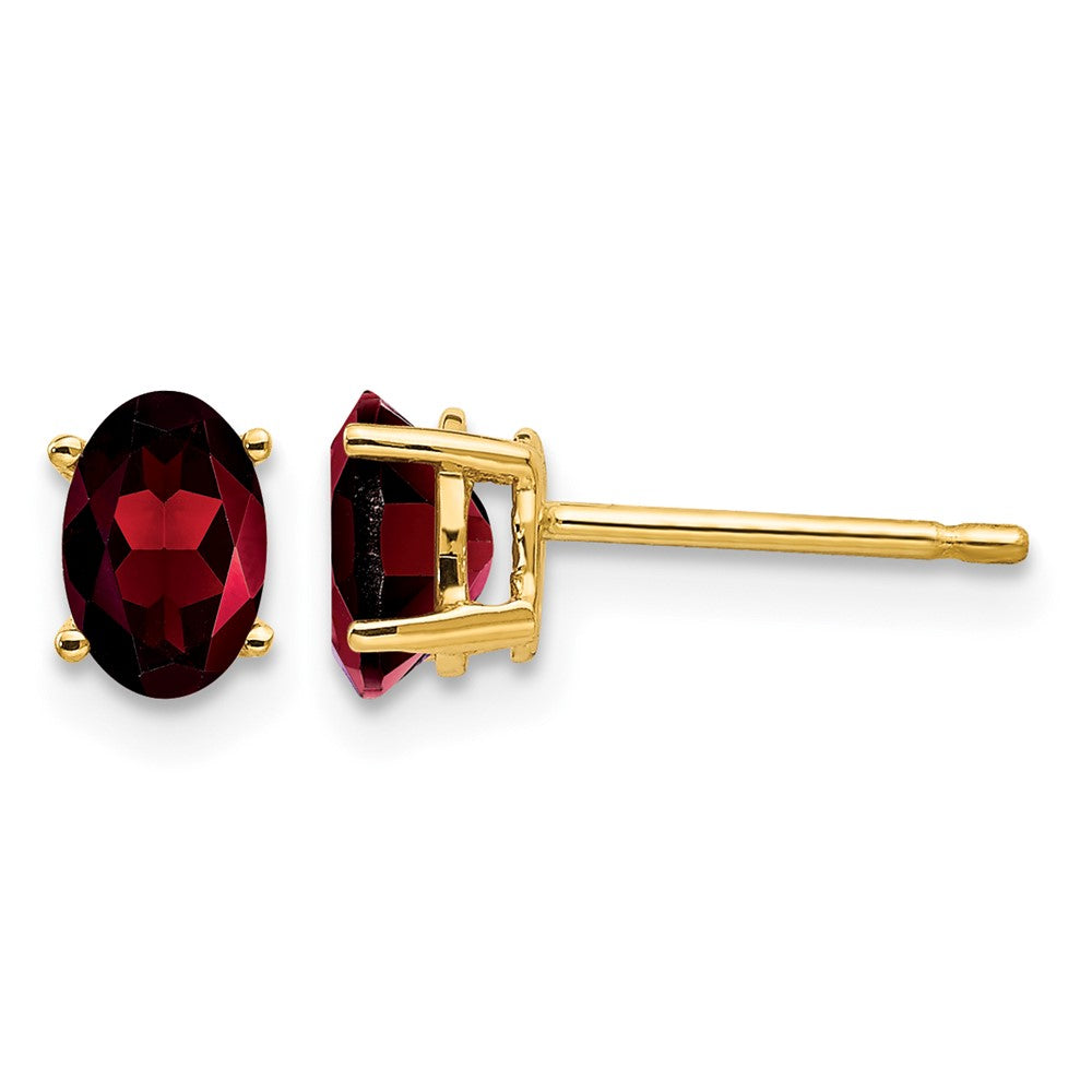 14k 6x4mm Oval Garnet Post Earrings