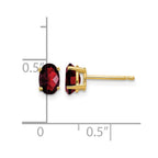 14k 6x4mm Oval Checker-cut Garnet Post Earrings