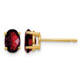 14k 6x4mm Oval Checker-cut Garnet Post Earrings