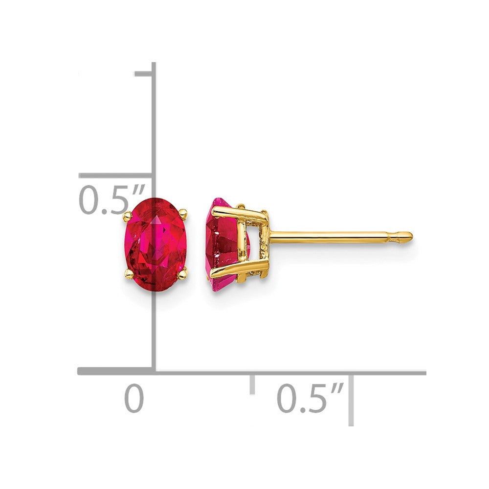 14k 6x4mm Oval Ruby Post Earrings