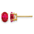 14k 6x4mm Oval Ruby Post Earrings
