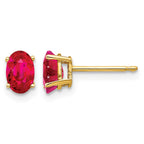 14k 6x4mm Oval Ruby Post Earrings