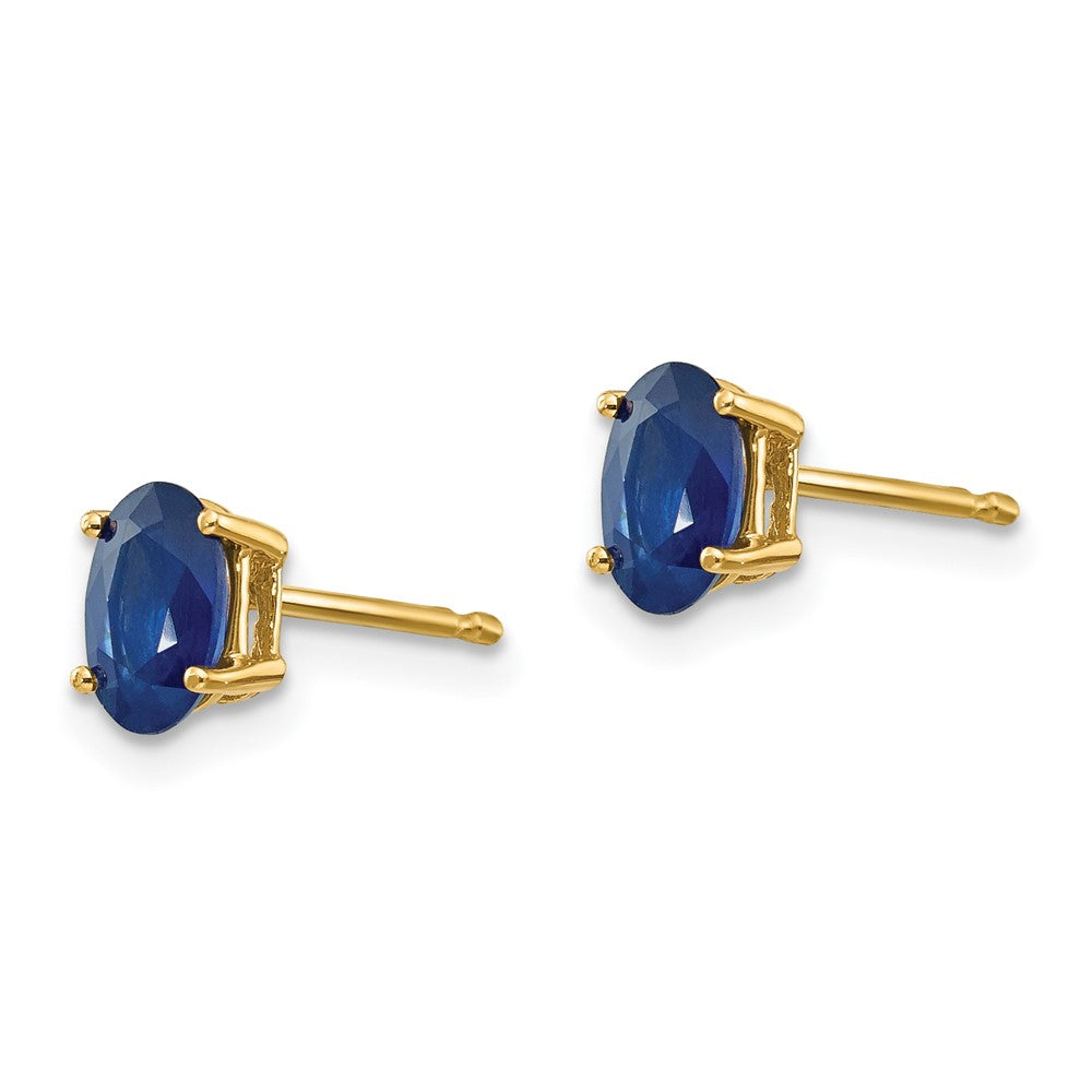 14k 6x4mm Oval Sapphire Post Earrings