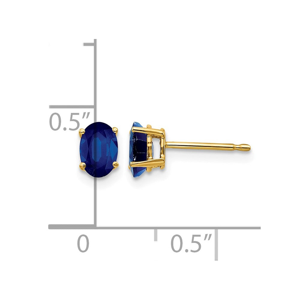 14k 6x4mm Oval Sapphire Post Earrings