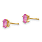 14k 6x4mm Oval Pink Sapphire Post Earrings