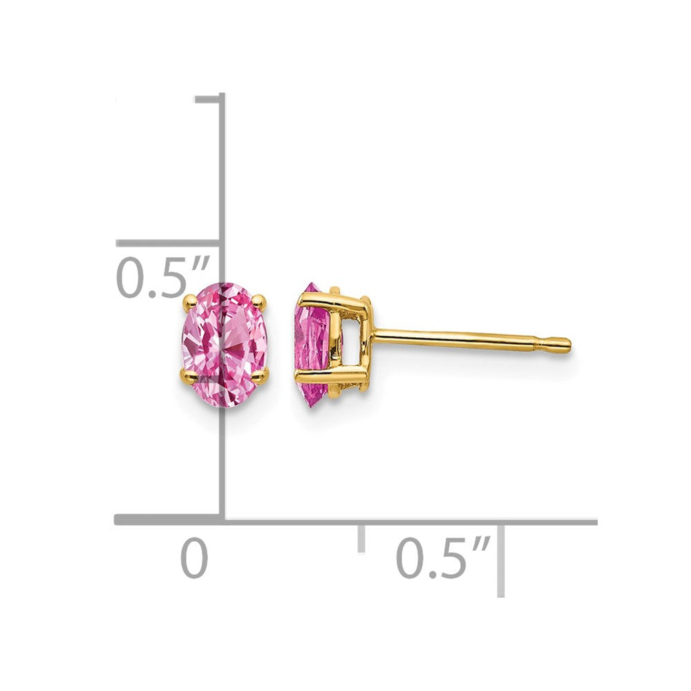 14k 6x4mm Oval Pink Sapphire Post Earrings