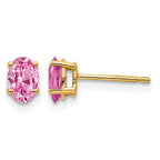 14k 6x4mm Oval Pink Sapphire Post Earrings