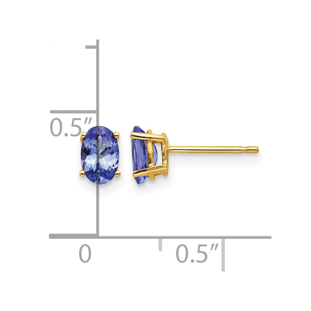 14k 6x4mm Oval Tanzanite Post Earrings