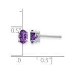 14k White Gold 6x4mm Oval Amethyst Post Earrings