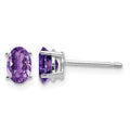 14k White Gold 6x4mm Oval Amethyst Post Earrings