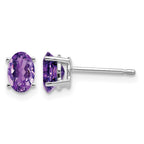 14k White Gold 6x4mm Oval Amethyst Post Earrings
