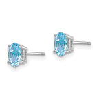 14k White Gold 6x4mm Oval Aquamarine Post Earrings