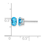 14k White Gold 6x4mm Oval Blue Topaz Post Earrings