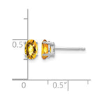 14k White Gold 6x4mm Oval Checker-cut Citrine Post Earrings
