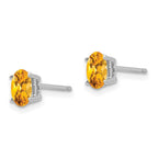 14k White Gold 6x4mm Oval Citrine Stud Earrings