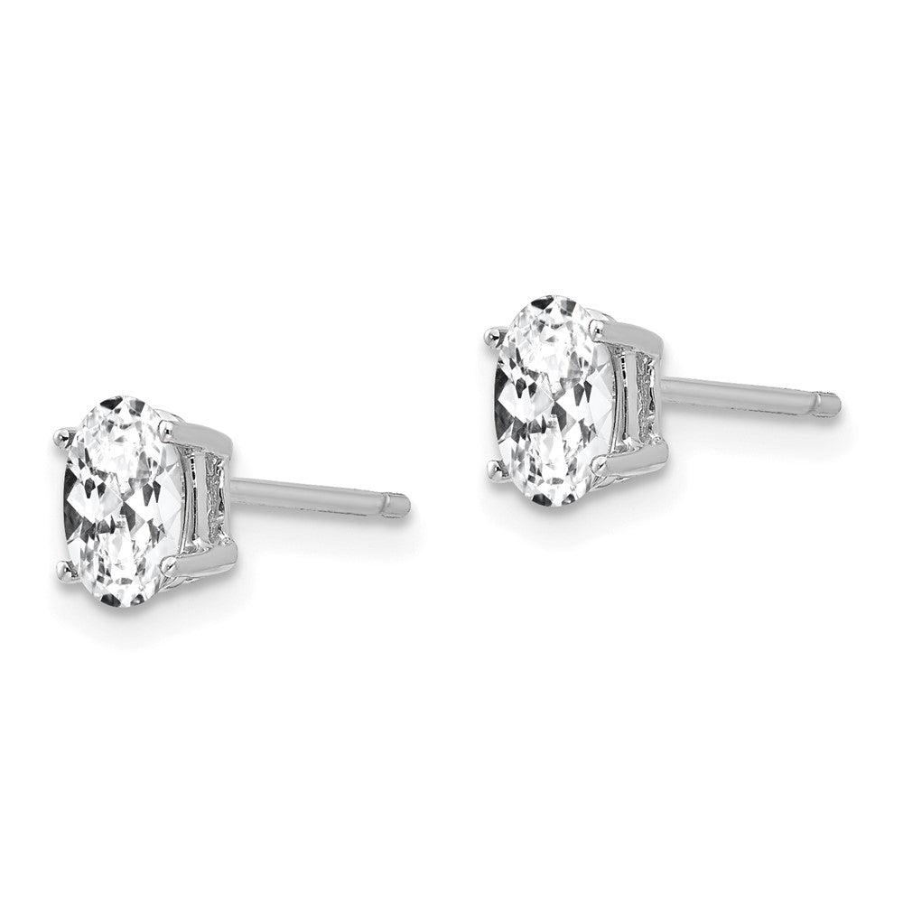 14k White Gold 6x4mm Oval Cubic Zirconia Stud Earrings