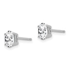 14k White Gold 6x4mm Oval Cubic Zirconia Stud Earrings