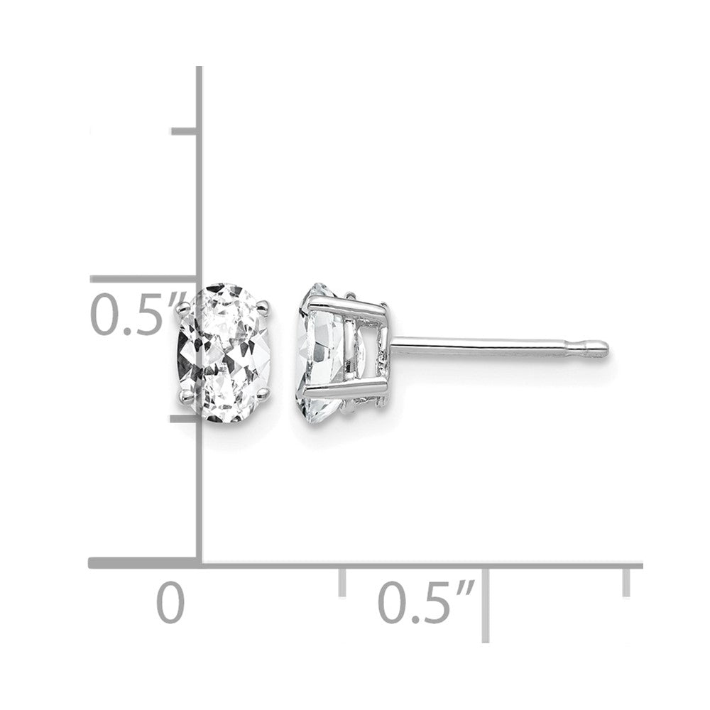 14k White Gold 6x4mm Oval Cubic Zirconia Stud Earrings