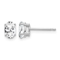 14k White Gold 6x4mm Oval Cubic Zirconia Stud Earrings