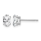 14k White Gold 6x4mm Oval Cubic Zirconia Stud Earrings