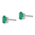 14k White Gold 6x4mm Oval Emerald Post Earrings