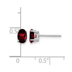 14k White Gold 6x4mm Oval Garnet Post Earrings
