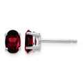 14k White Gold 6x4mm Oval Garnet Post Earrings