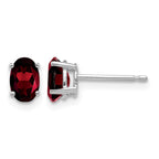 14k White Gold 6x4mm Oval Garnet Post Earrings