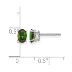 14k White Gold 6x4mm Oval Green Tourmaline Post Earrings