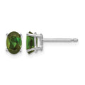 14k White Gold 6x4mm Oval Green Tourmaline Post Earrings