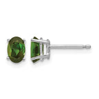 14k White Gold 6x4mm Oval Green Tourmaline Post Earrings