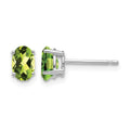 14k White Gold 6x4mm Oval Peridot Post Earrings