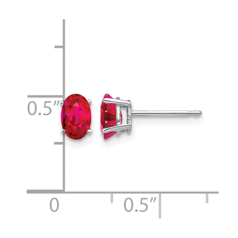14k White Gold 6x4mm Oval Ruby Post Earrings