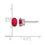 14k White Gold 6x4mm Oval Ruby Post Earrings