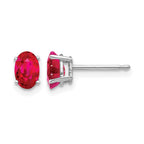14k White Gold 6x4mm Oval Ruby Post Earrings