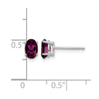 14k White Gold 6x4mm Oval Rhodolite Garnet Post Earrings