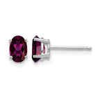 14k White Gold 6x4mm Oval Rhodolite Garnet Post Earrings
