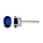 14k White Gold 6x4mm Oval Sapphire Post Earrings