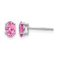 14k White Gold 6x4mm Oval Pink Sapphire Post Earrings