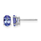14k White Gold 6x4mm Oval Tanzanite Post Earrings