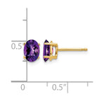 14k 7x5mm Oval Checker-cut Amethyst Post Earrings