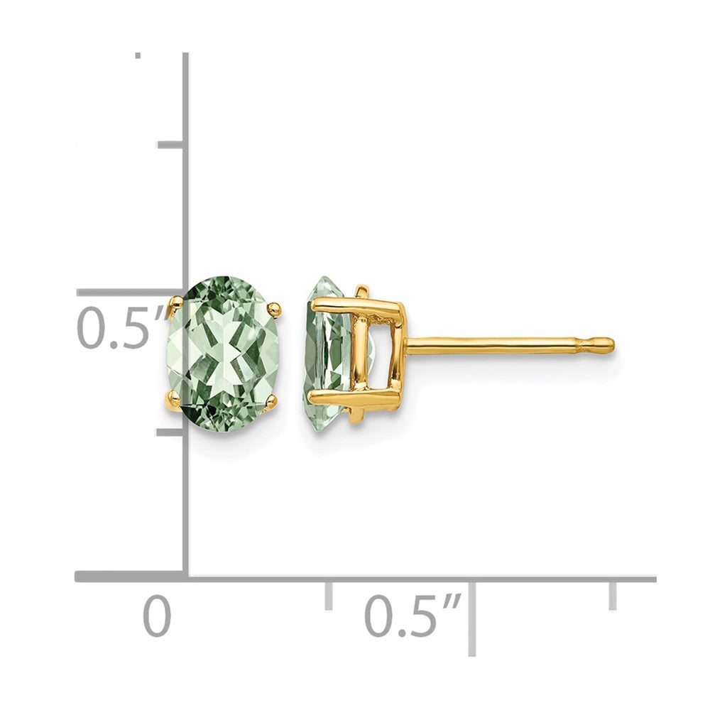 14k 7x5mm Oval Green Quartz Post Earrings