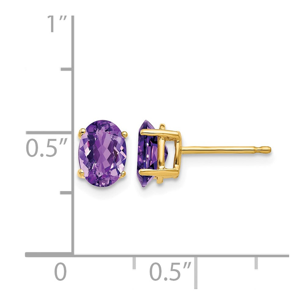 14k 7x5mm Oval Amethyst Post Earrings