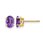 14k 7x5mm Oval Amethyst Post Earrings