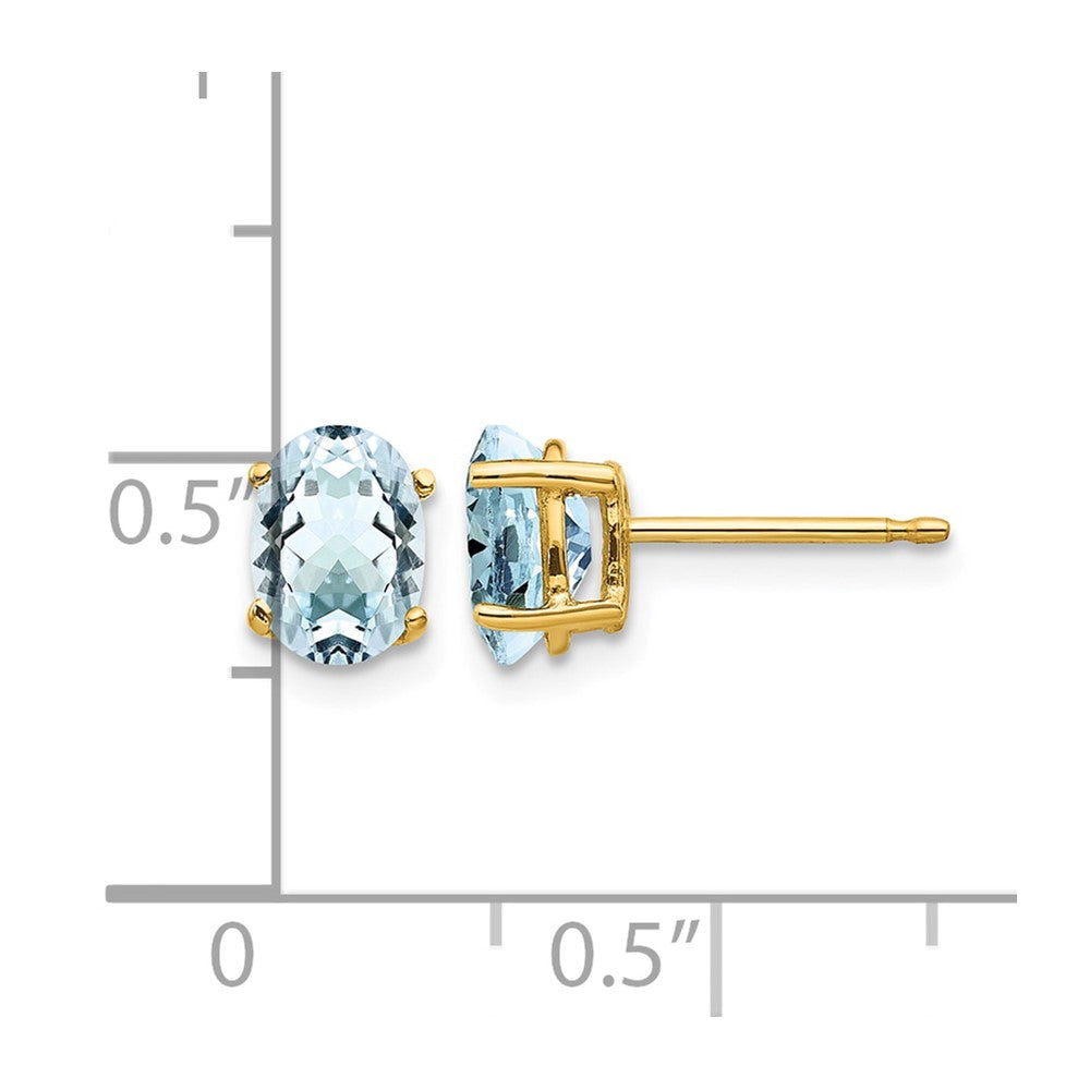 14k 7x5mm Oval Aquamarine Post Earrings
