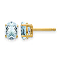 14k 7x5mm Oval Aquamarine Post Earrings