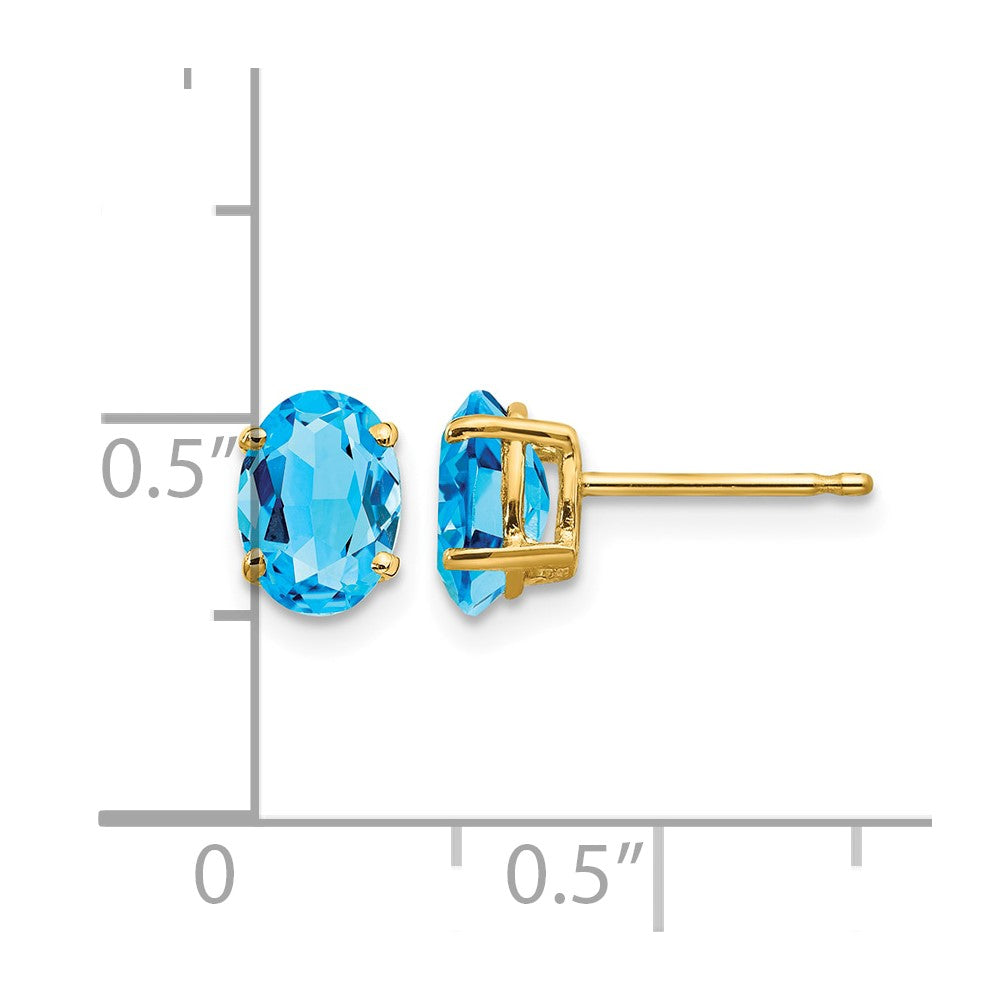 14k 7x5mm Oval Blue Topaz Post Earrings