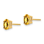 14k 7x5mm Oval Checker-cut Citrine Post Earrings